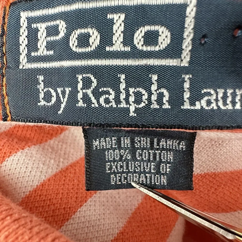 Polo Ralph Lauren Polo Shirt Mens 2XL Coral Striped Classic Short Sleeve Golf*
